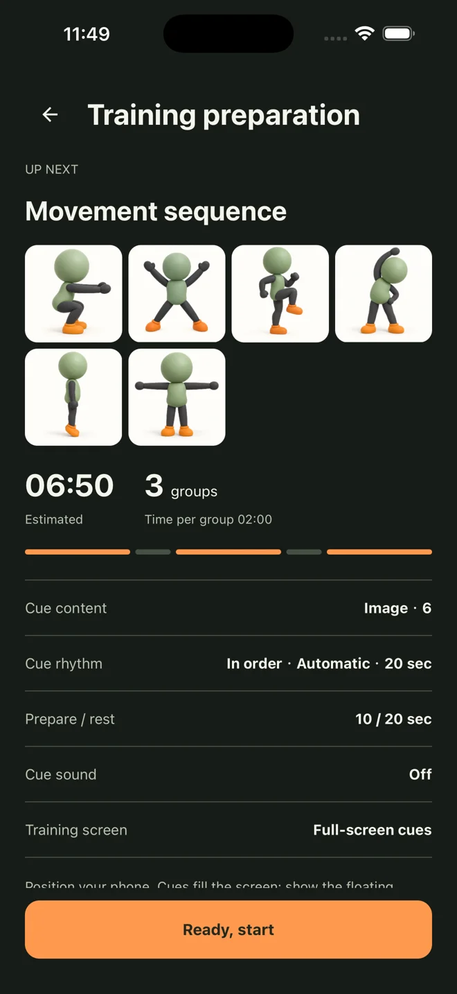 Version 1.7 session preparation with timing controls